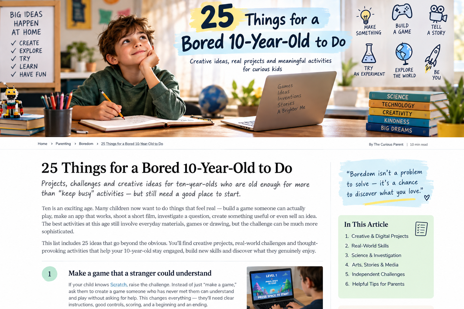 25 Things for a Bored 10-Year-Old to Do